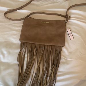 Brown suede fringe crossbody bag